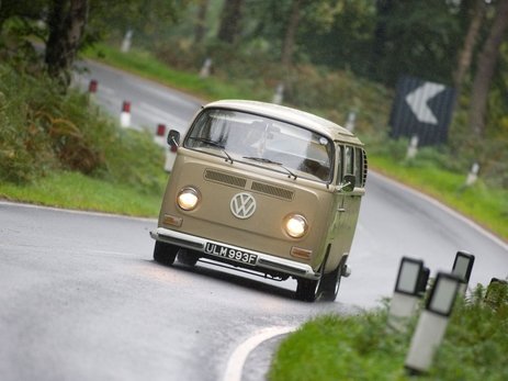 VW Camper Van Wedding Car On Open Road